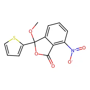7-(Hydroxy(oxido)amino)-3-methoxy-3-(2-thienyl)-2-benzofuran-1(3H)-one structure