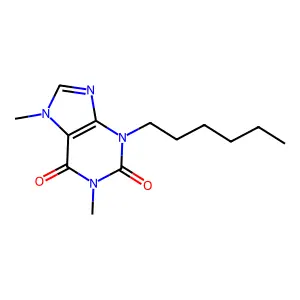 3-Hexyl-1,7-dimethylpurine-2,6-dione structure