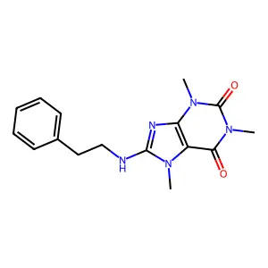 1,3,7-trimethyl-8-[(2-phenylethyl)amino]-3,7-dihydro-1H-purine-2,6-dione structure