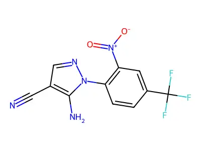 5-Amino-1-[2-nitro-4-(trifluoromethyl)phenyl]-1H-pyrazole-4-carbonitrile structure