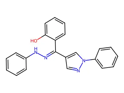 2-[N-anilino-C-(1-phenylpyrazol-4-yl)carbonimidoyl]phenol structure