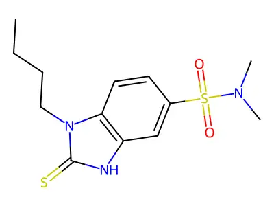 1-butyl-N,N-dimethyl-2-sulfanyl-1H-1,3-benzodiazole-5-sulfonamide structure