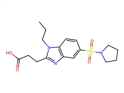 3-[1-propyl-5-(pyrrolidine-1-sulfonyl)-1H-1,3-benzodiazol-2-yl]propanoic acid structure