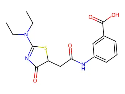 3-{2-[2-(Diethylamino)-4-oxo-4,5-dihydro-1,3-thiazol-5-yl]acetamido}benzoic acid structure