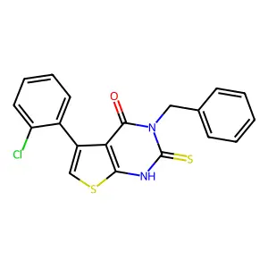 3-benzyl-5-(2-chlorophenyl)-2-sulfanyl-3H,4H-thieno[2,3-d]pyrimidin-4-one structure