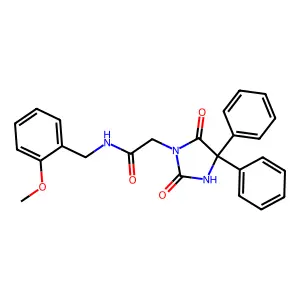 2-(2,5-dioxo-4,4-diphenylimidazolidin-1-yl)-N-[(2-methoxyphenyl)methyl]acetamide structure