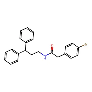 2-(4-bromophenyl)-N-(3,3-diphenylpropyl)acetamide structure