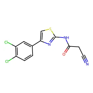2-cyano-N-[4-(3,4-dichlorophenyl)-1,3-thiazol-2-yl]acetamide structure
