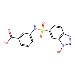 3-(1-hydroxy-1H-1,2,3-benzotriazole-6-sulfonamido)benzoic acid structure