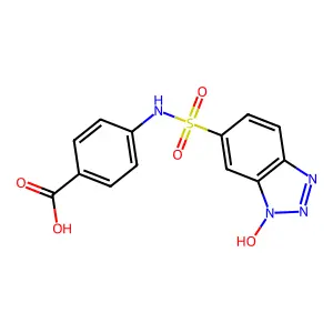 4-(1-hydroxy-1H-1,2,3-benzotriazole-6-sulfonamido)benzoic acid structure