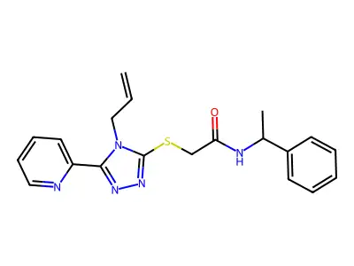 N-(1-phenylethyl)-2-[(4-prop-2-enyl-5-pyridin-2-yl-1,2,4-triazol-3-yl)sulfanyl]acetamide structure