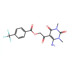 [2-(4-amino-1,3-dimethyl-2,6-dioxopyrimidin-5-yl)-2-oxoethyl] 4-(trifluoromethyl)benzoate structure