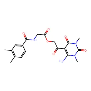 [2-(4-amino-1,3-dimethyl-2,6-dioxopyrimidin-5-yl)-2-oxoethyl] 2-[(3,4-dimethylbenzoyl)amino]acetate structure