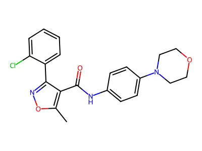 3-(2-chlorophenyl)-5-methyl-N-(4-morpholin-4-ylphenyl)-1,2-oxazole-4-carboxamide structure