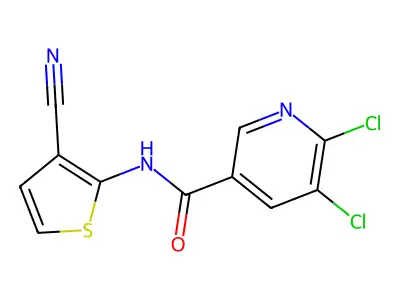5,6-dichloro-N-(3-cyanothiophen-2-yl)pyridine-3-carboxamide structure