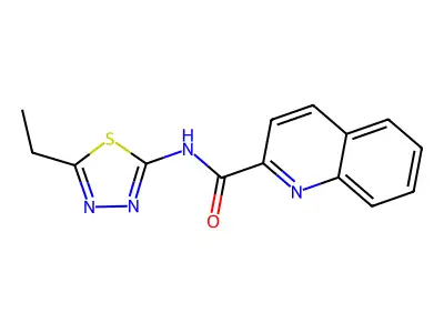N-(5-ethyl-1,3,4-thiadiazol-2-yl)quinoline-2-carboxamide structure