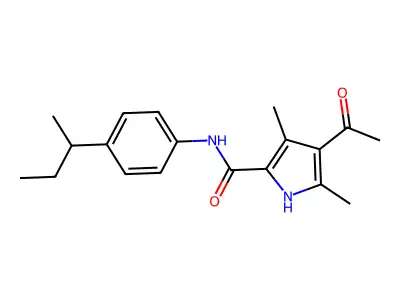 4-acetyl-N-(4-butan-2-ylphenyl)-3,5-dimethyl-1H-pyrrole-2-carboxamide structure