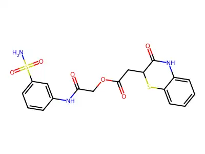 [2-oxo-2-(3-sulfamoylanilino)ethyl] 2-(3-oxo-4H-1,4-benzothiazin-2-yl)acetate structure