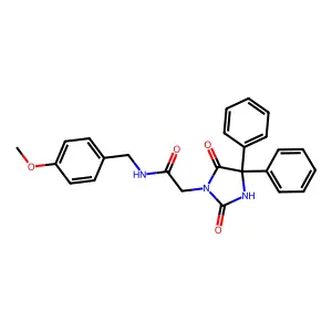 2-(2,5-dioxo-4,4-diphenylimidazolidin-1-yl)-N-[(4-methoxyphenyl)methyl]acetamide structure