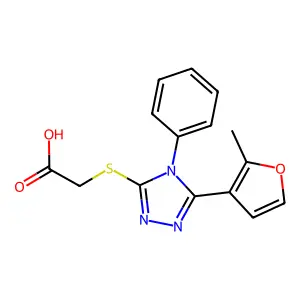 2-{[5-(2-methylfuran-3-yl)-4-phenyl-4H-1,2,4-triazol-3-yl]sulfanyl}acetic acid structure