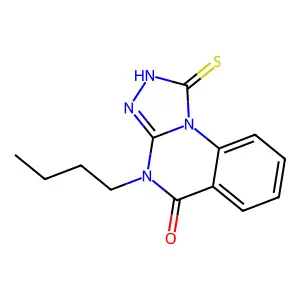 4-butyl-1-sulfanyl-4H,5H-(1,2,4)triazolo(4,3-a)quinazolin-5-one structure