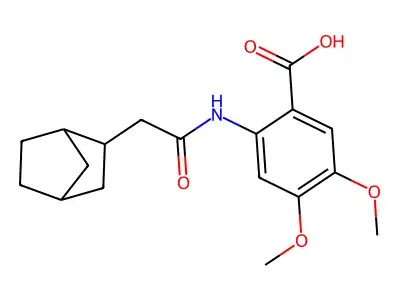 2-(2-{Bicyclo[2.2.1]heptan-2-yl}acetamido)-4,5-dimethoxybenzoic acid structure