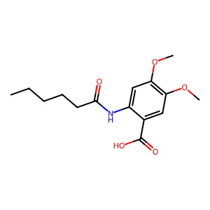 2-Hexanamido-4,5-dimethoxybenzoic acid structure
