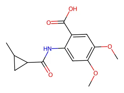 4,5-Dimethoxy-2-(2-methylcyclopropaneamido)benzoic acid structure