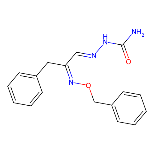 [(3-Phenyl-2-phenylmethoxyiminopropylidene)amino]urea structure