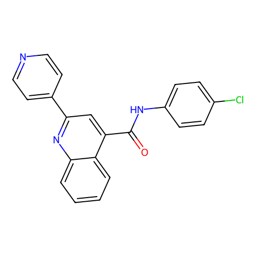 N-(4-chlorophenyl)-2-(pyridin-4-yl)quinoline-4-carboxamide structure