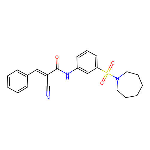 N-[3-(azepan-1-ylsulfonyl)phenyl]-2-cyano-3-phenylprop-2-enamide structure