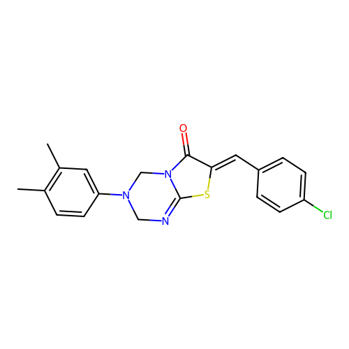 (Z)-7-(4-chlorobenzylidene)-3-(3,4-dimethylphenyl)-3,4-dihydro-2H-thiazolo[3,2-a][1,3,5]triazin-6(7H)-one structure
