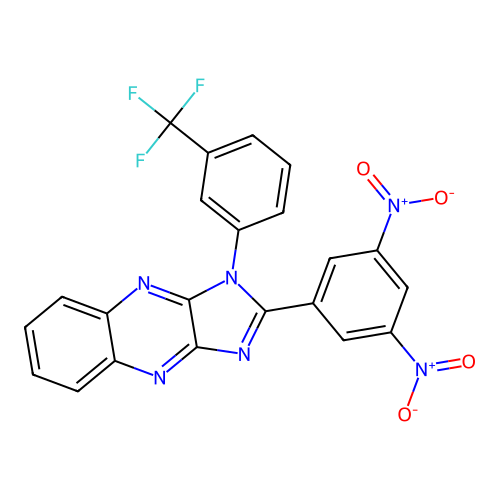 2-(3,5-dinitrophenyl)-1-(3-(trifluoromethyl)phenyl)-1H-imidazo[4,5-b]quinoxaline structure