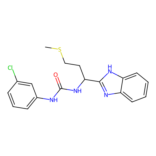 1-[1-(1H-benzimidazol-2-yl)-3-(methylsulfanyl)propyl]-3-(3-chlorophenyl)urea structure