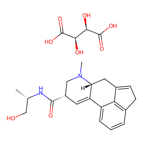 (2R,3R)-2,3-Dihydroxybutanedioic acid--(6aR,9S)-N-[(2S)-1-hydroxypropan-2-yl]-7-methyl-4,6,6a,7,8,9-hexahydroindeno[7,1-fg]quinoline-9-carboximidic acid (1/1) structure