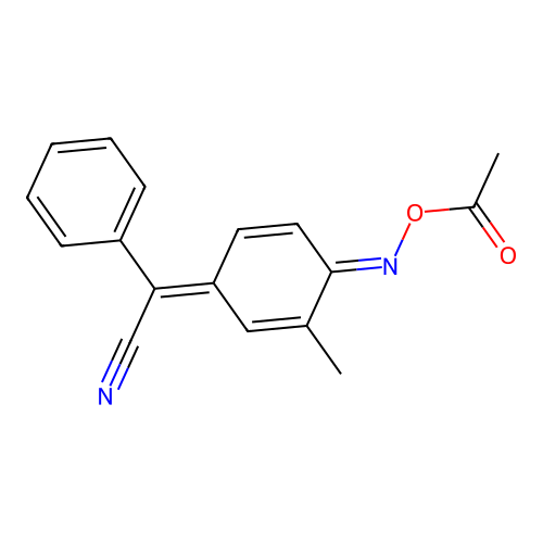 [(E)-[(4Z)-4-[cyano(phenyl)methylidene]-2-methylcyclohexa-2,5-dien-1-ylidene]amino] acetate structure