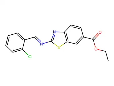 Ethyl 2-[(2-chlorophenyl)methylideneamino]-1,3-benzothiazole-6-carboxylate structure