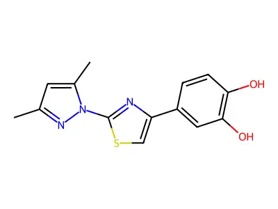 Pyrocatechol, 4-(2-(3,5-dimethyl-1-pyrazolyl)-4-thiazolyl)- structure