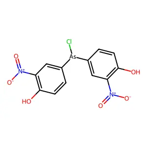 Bis(4-hydroxy-3-nitrophenyl)arsinous chloride structure