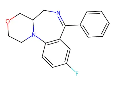 1,2,4a,5-Tetrahydro-9-fluoro-7-phenyl-4H-(1,4)oxazino(4,3-a)(1,4)benzodiazepine structure