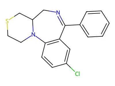 1,2,4a,5-Tetrahydro-9-chloro-7-phenyl-4H-(1,4)thiazino(4,3-a)(1,4)benzodiazepine structure