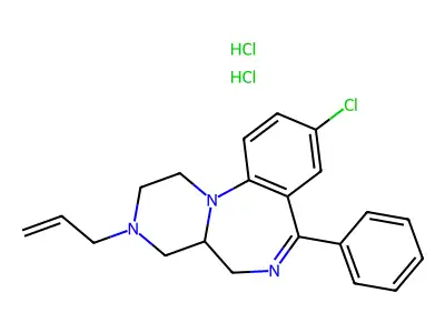 9-Chloro-3-allyl-7-phenyl-1,2,3,4,4a,5-hexahydropyrazino(1,2-a)(1,4)benzodiazepine 2HCl structure