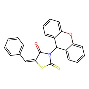 (5Z)-5-benzylidene-2-sulfanylidene-3-(9H-xanthen-9-yl)-1,3-thiazolidin-4-one structure