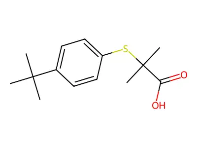 Propionic acid, 2-((p-tert-butylphenyl)thio)-2-methyl- structure