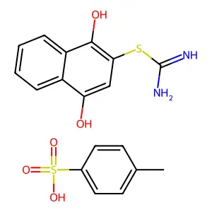 (1,4-Dihydroxynaphthalen-2-yl) carbamimidothioate;4-methylbenzenesulfonic acid structure