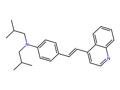 N,N-bis(2-methylpropyl)-4-(2-quinolin-4-ylethenyl)aniline structure