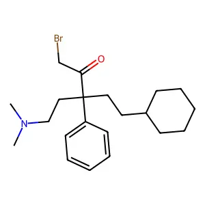 1-Bromo-3-(2-cyclohexylethyl)-5-(dimethylamino)-3-phenylpentan-2-one structure