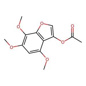 (4,6,7-Trimethoxy-1-benzofuran-3-yl) acetate structure