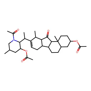 [9-[1-(1-acetyl-3-acetyloxy-5-methylpiperidin-2-yl)ethyl]-10,11b-dimethyl-11-oxo-2,3,4,4a,5,6,6a,6b,7,10,10a,11a-dodecahydro-1H-benzo[a]fluoren-3-yl] acetate structure
