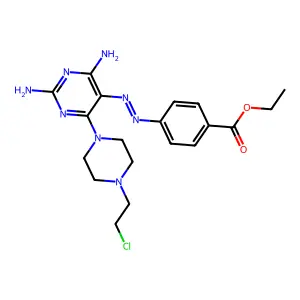 ethyl 4-[[2,4-diamino-6-[4-(2-chloroethyl)piperazin-1-yl]pyrimidin-5-yl]diazenyl]benzoate structure